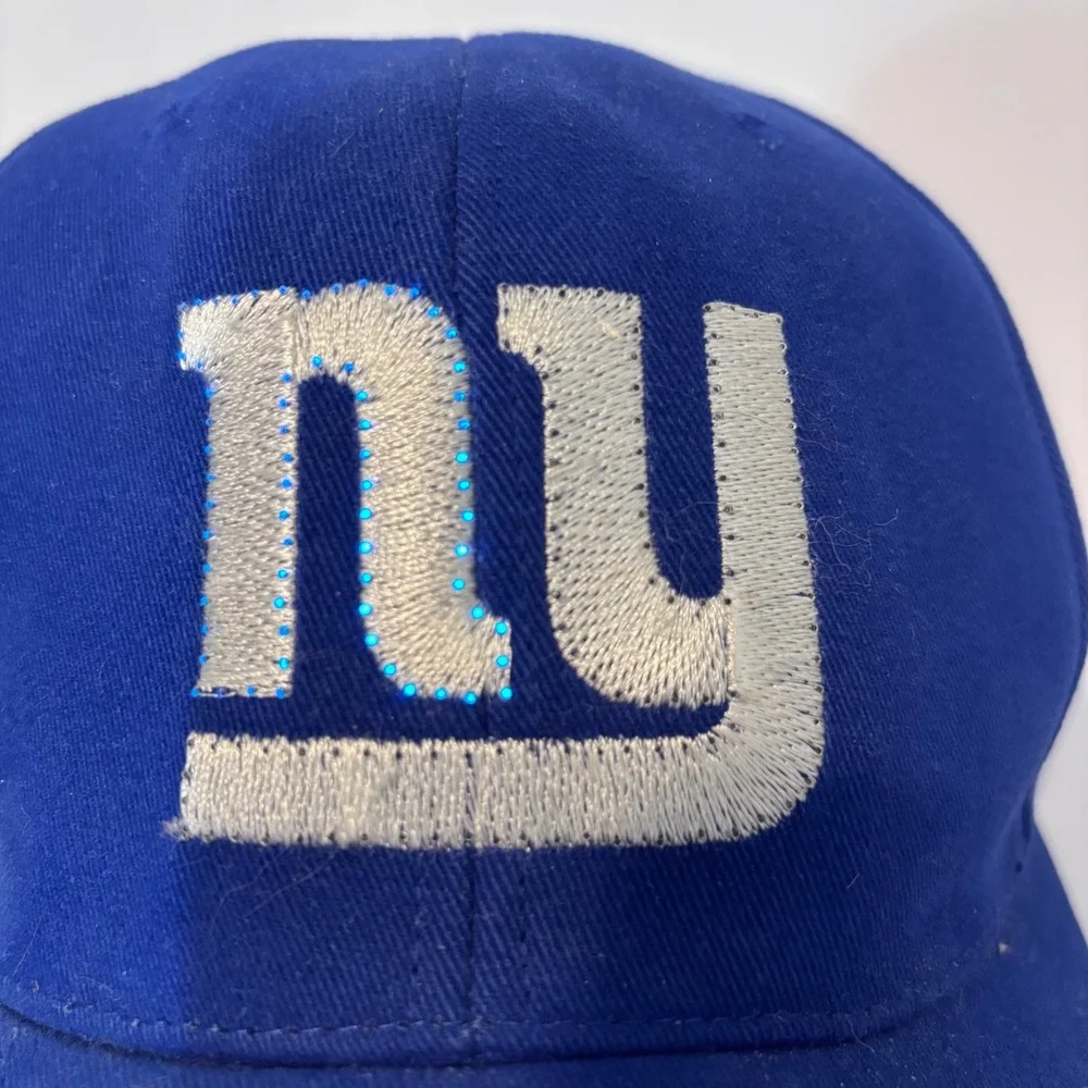 Vintage NY Giants Light-Up Hat Blue Logo7‎ NFL Adjustable Strapback Cap 90's